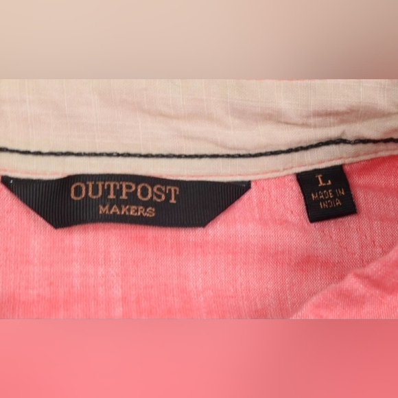 Outpost Makers Shirt, Mens Size Large, Salmon Color, Long Sleeve, Button Up - Picture 7 of 7
